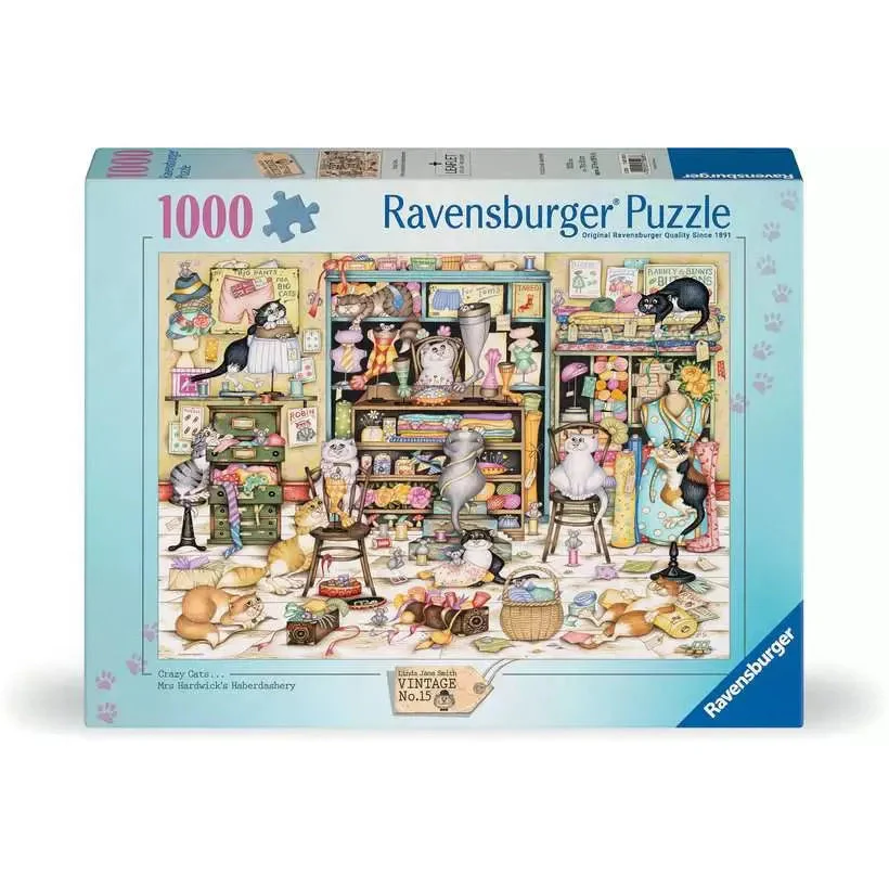 1000pc Crazy Cats Mrs Hardwicks Haberdashery Puzzle