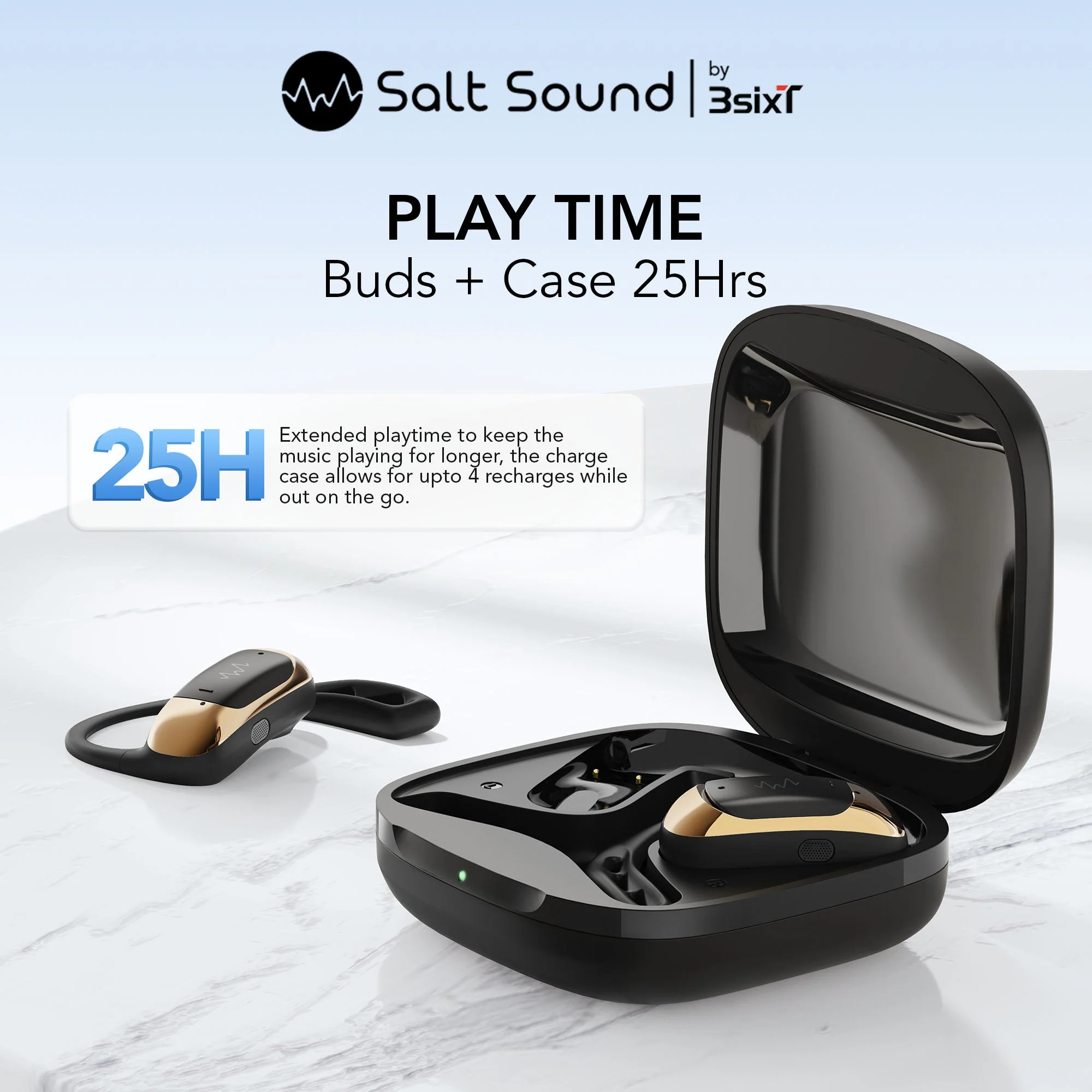 3sixt Salt Sound AIRXDUA Gen1 Open-Ear Headphones (Black) - Image 4