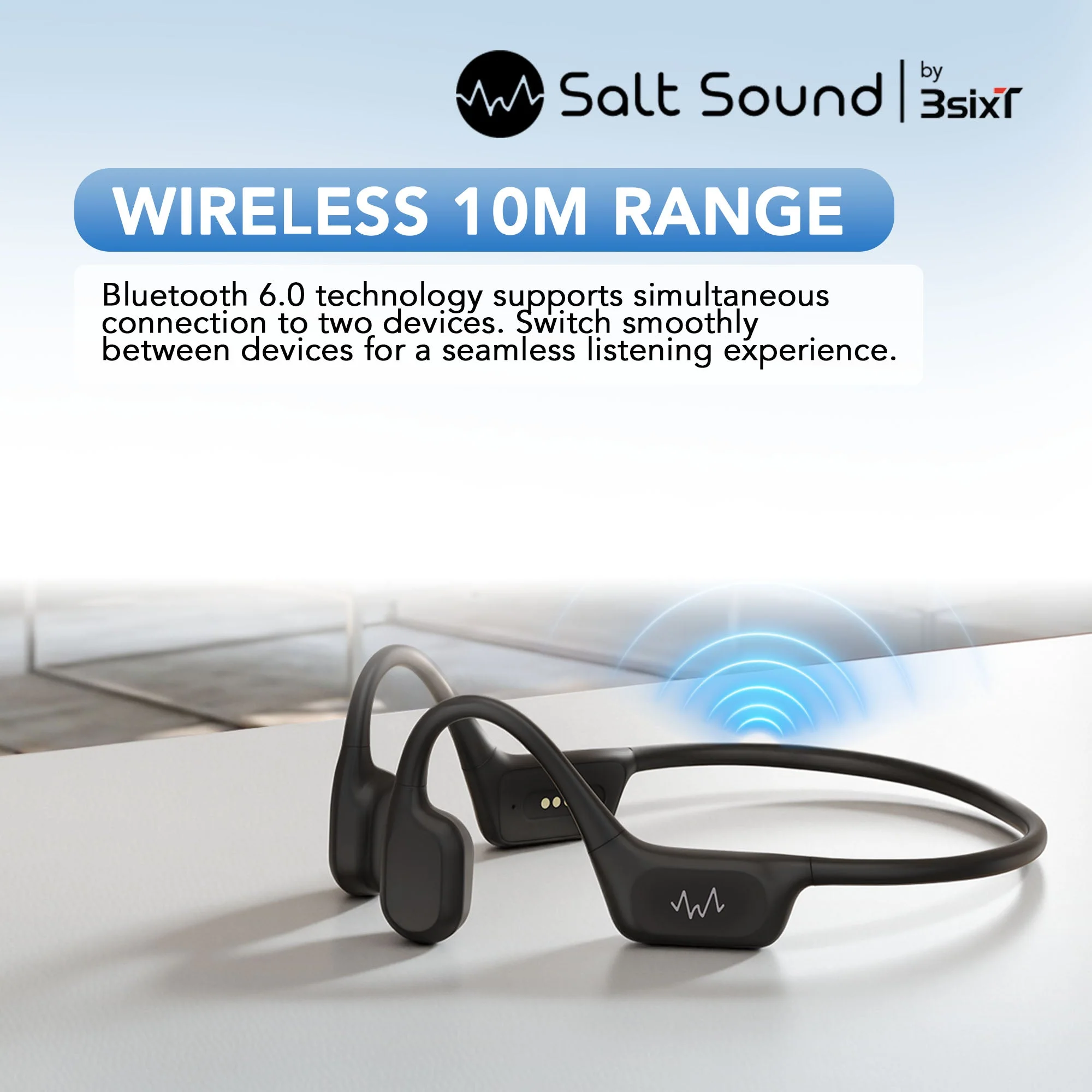 3sixt Salt Sound EASE Gen1 Bone Conduction Sports Headphones (Grey) - Image 4