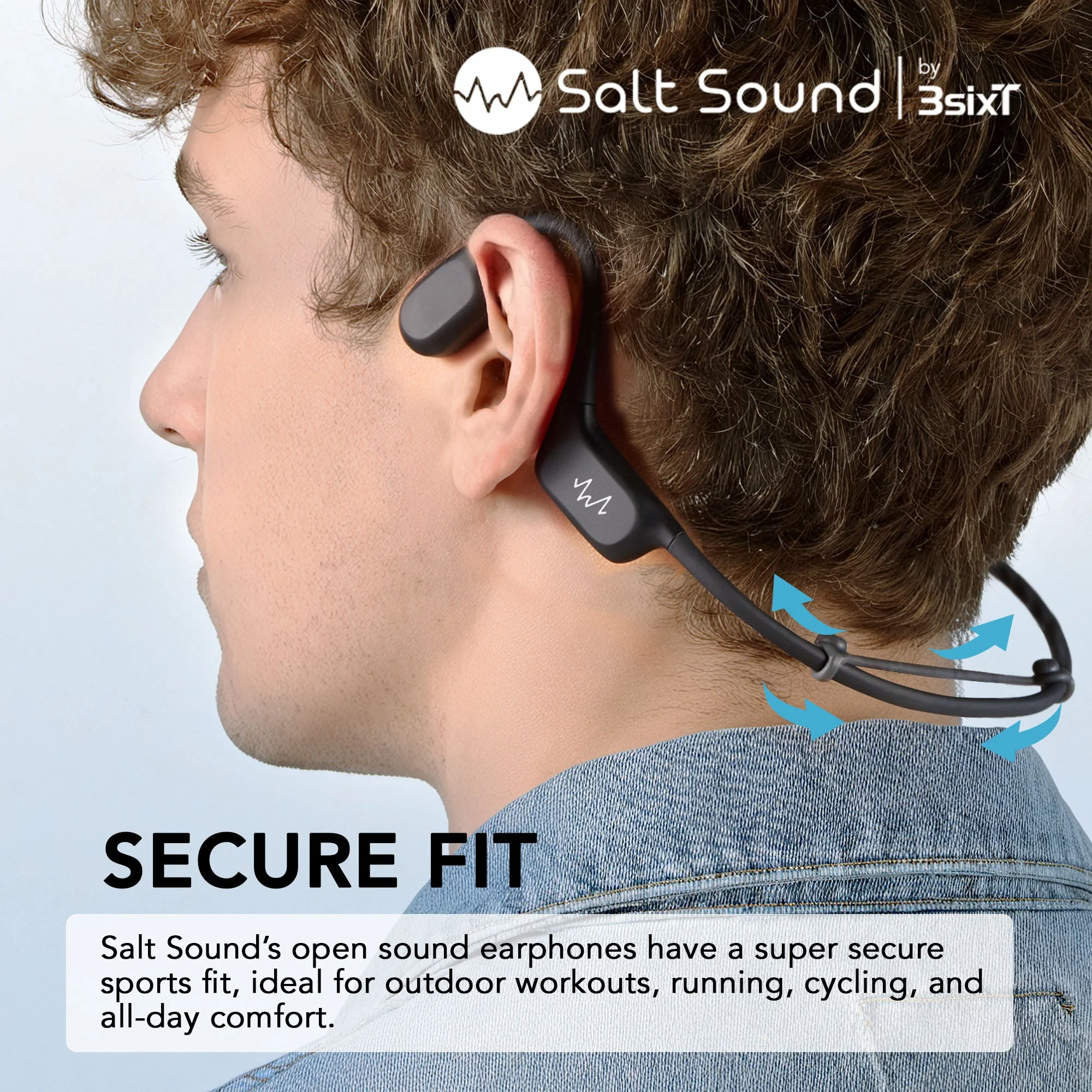 3sixt Salt Sound EASE Gen1 Bone Conduction Sports Headphones (Grey) - Image 5