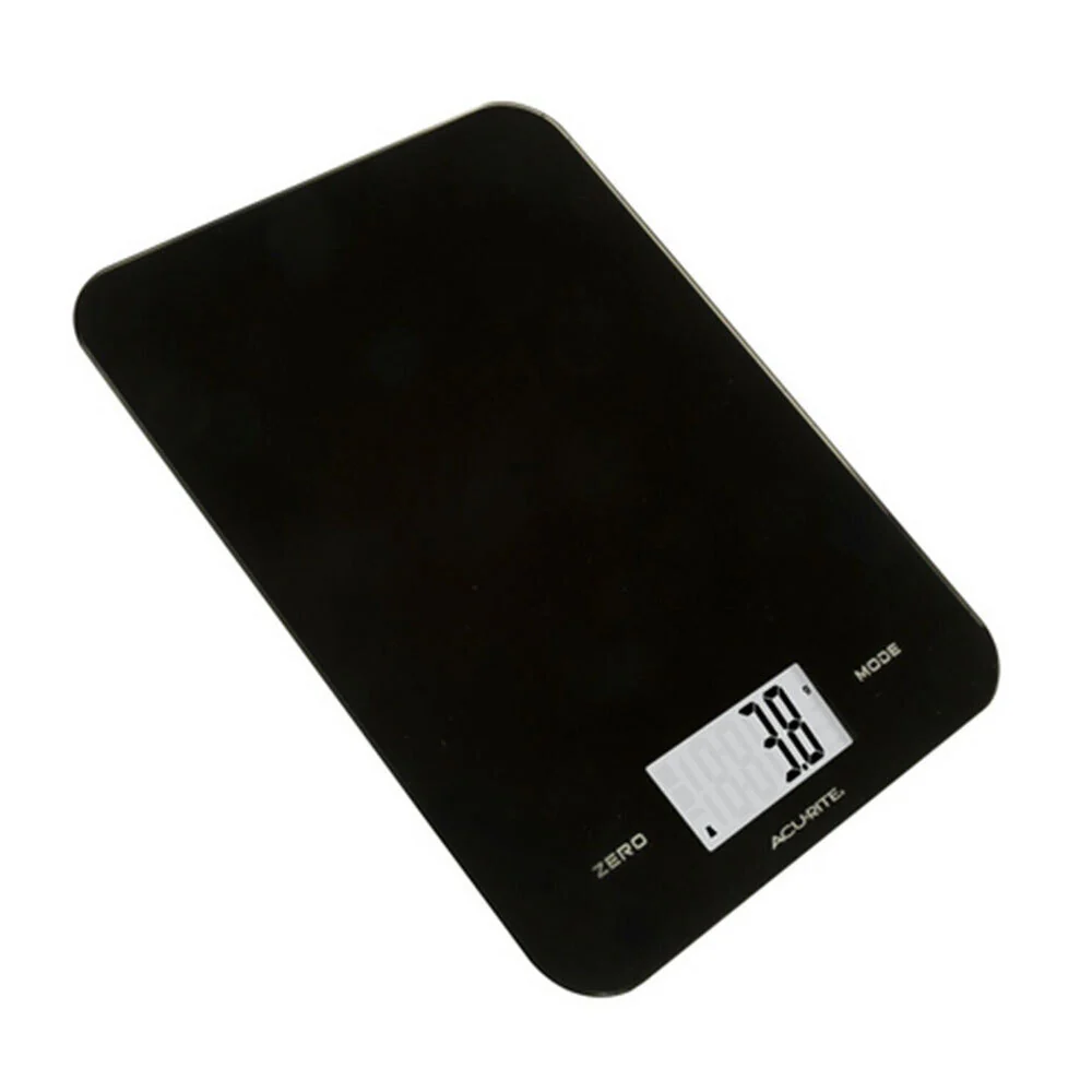 Acurite Large Slim Line Glass Digital Kitchen Food Measure Scale 1g/8kg (Black)