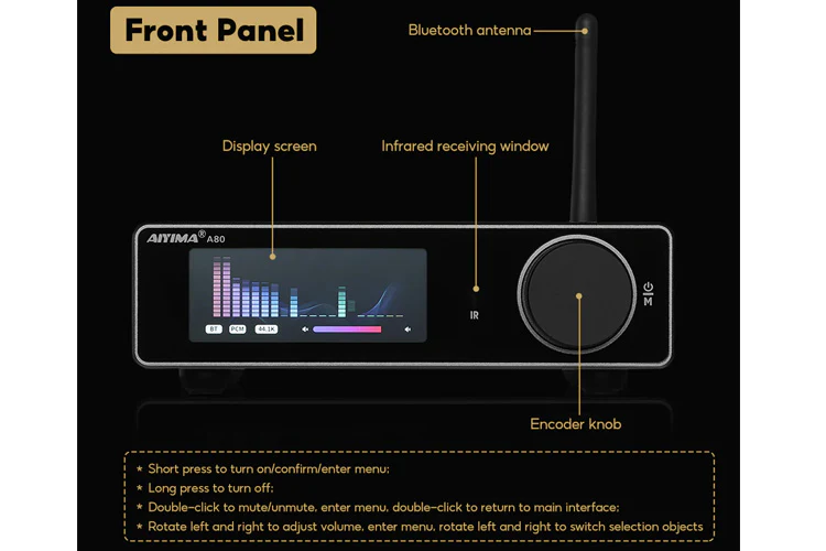 AIYIMA A80 v2 Bluetooth Hi-Res DAC 300W x 2 Channel Amplifier - Image 4