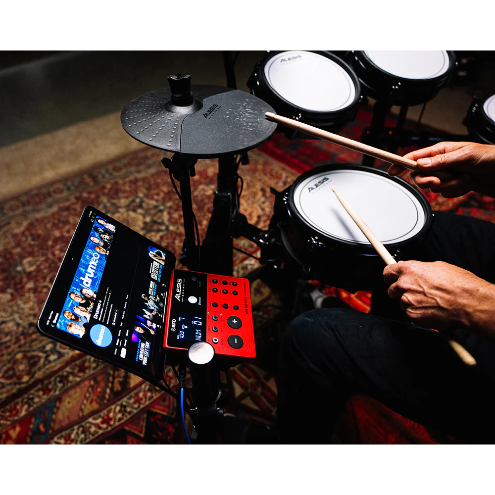 Alesis 10pc Nitro Pro XL Kit Piece Electronic Mesh Drum Kit with Bluetooth Set - Image 4