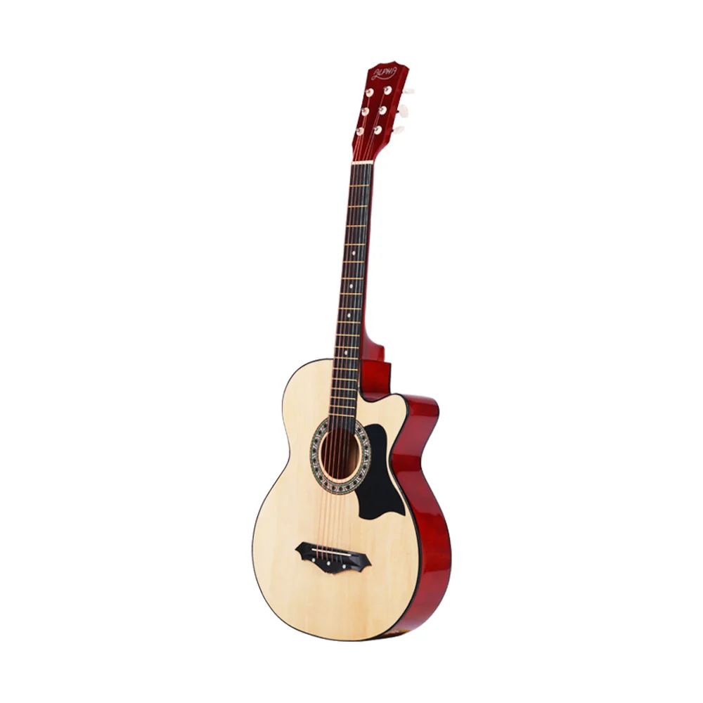 Alpha 38" Acoustic Guitar Wooden Body Steel String Full Size Cutaway (Wood) - Image 3