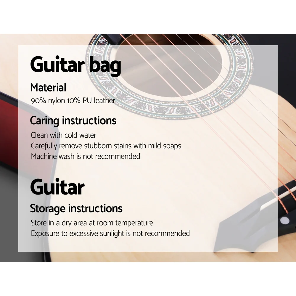 Alpha 38" Acoustic Guitar Wooden Body Steel String Full Size Cutaway (Wood) - Image 7