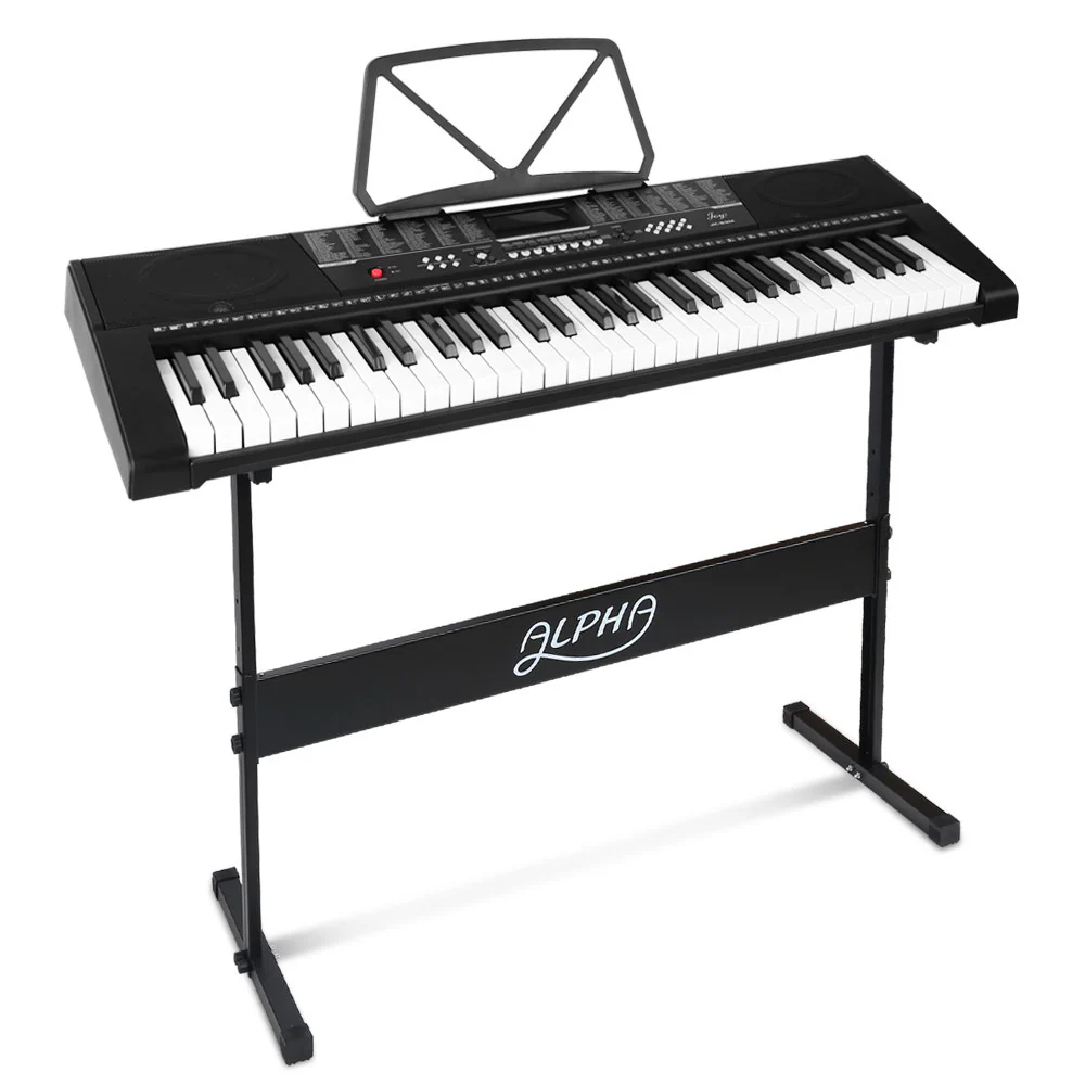 Alpha 61 Keys Electronic Piano Keyboard Digital Electric with Stand Sound Speaker