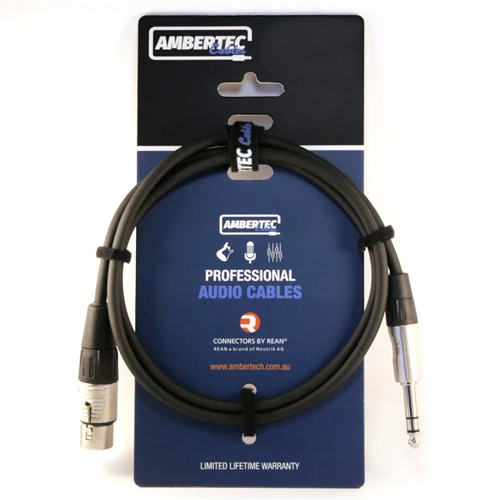 Ambertec Cables Microphone cable 3m REAN XLRF to 6.35mm TRS