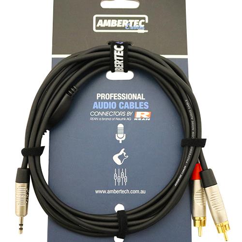 Ambertec Cables Y cable 3m REAN 3.5mm TRS plug - 2 x RCA plug