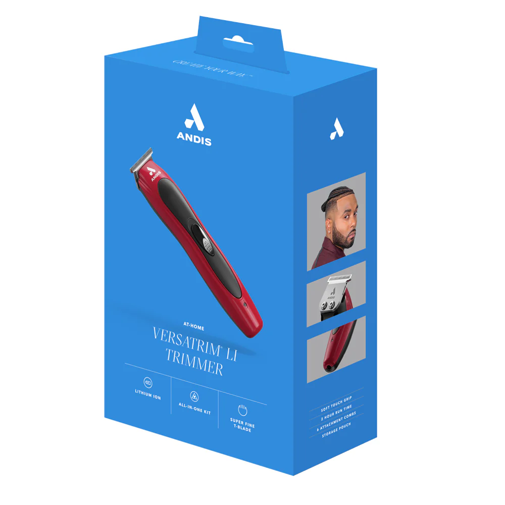 Andis BTF3 Red Versa Trimmer Stainless Steel T-Blade Hair Clipper with Comb Set - Image 2