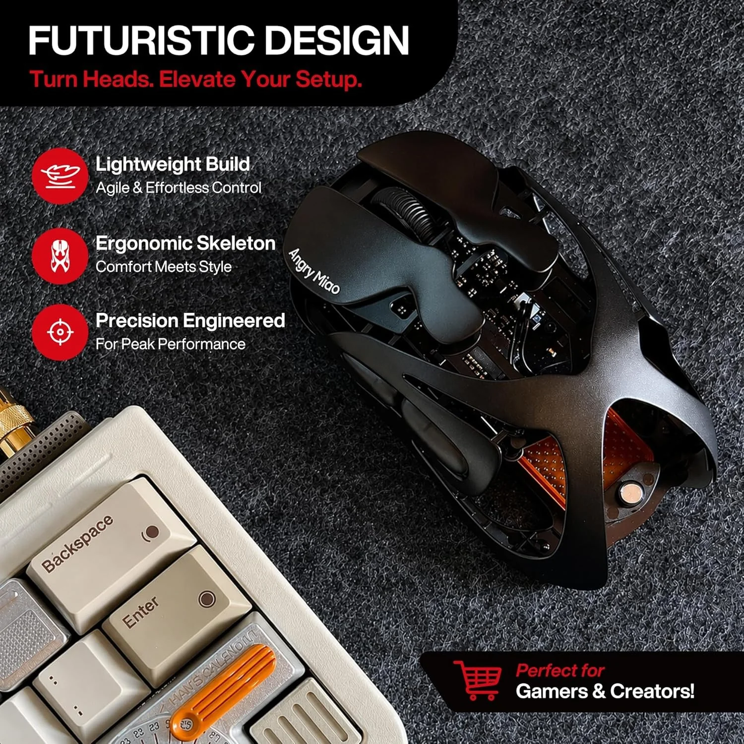 ANGRY MIAO Infinity Wireless Mouse (Basalt Black) - Image 3
