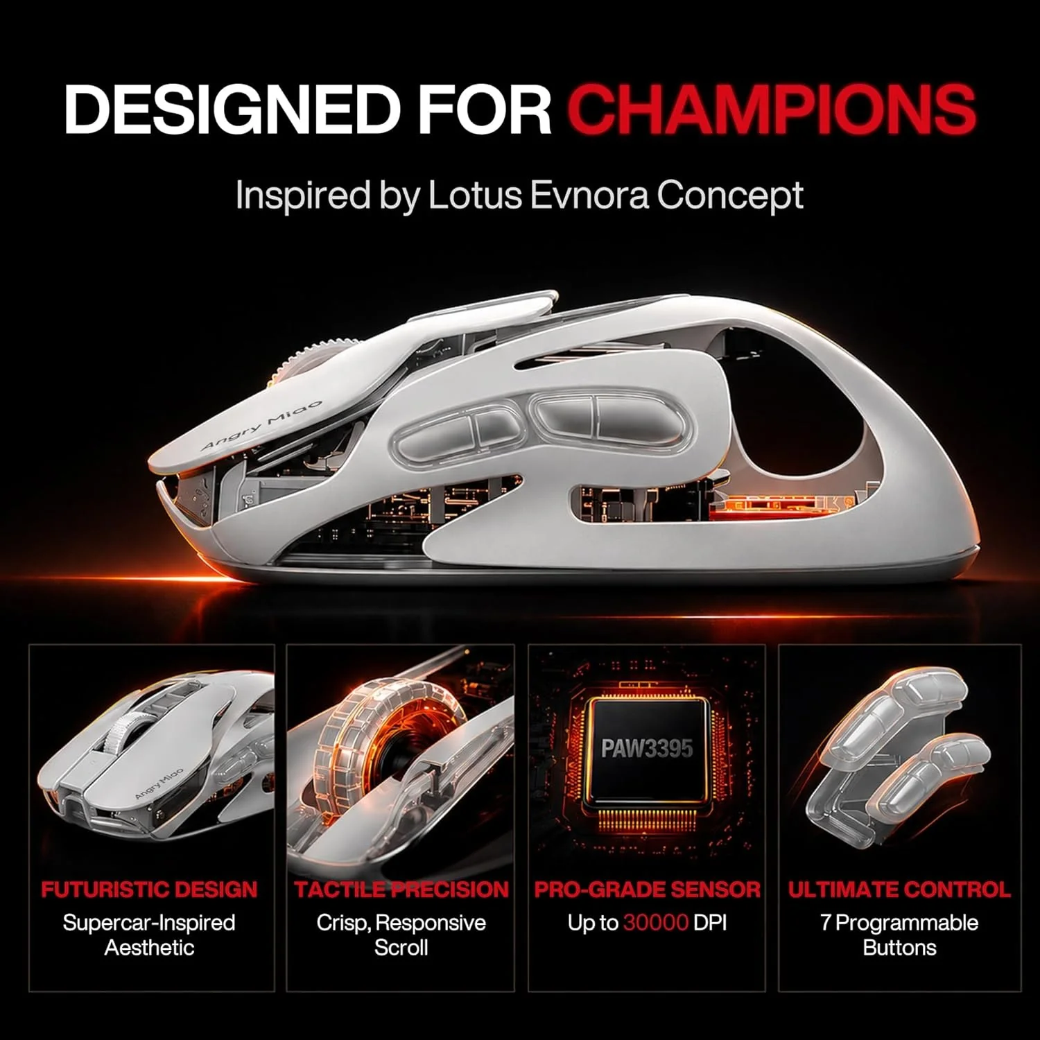 ANGRY MIAO Infinity Wireless Mouse (Cloud White) - Image 5