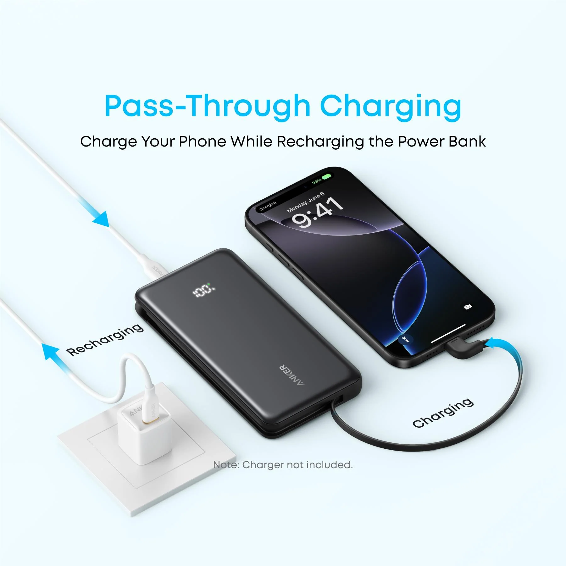 Anker 10K 22.5W Power Bank with Built-in USB-C Cable (Black) - Image 3