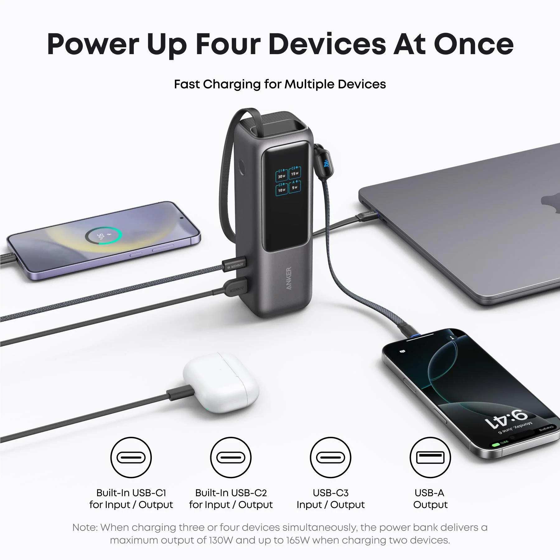Anker 25K 165W Power Bank with Built-in Retractable Cables (Black) - Image 5