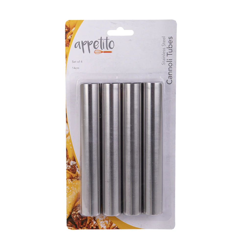 Appetito Stainless Steel Cannoli Tube Home Kitchen Pastry Baking 4pc
