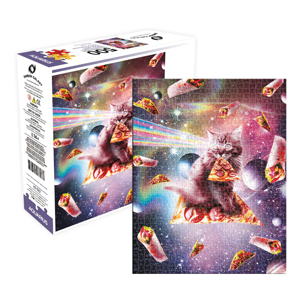 Aquarius 500pc 25x20cm Random Galaxy Cat Pizza Jigsaw Puzzle Family Game 14y+