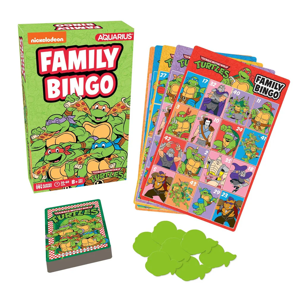 Aquarius Family Bingo Cards Kids/Children Tabletop Party Game Set TMNT 8y+