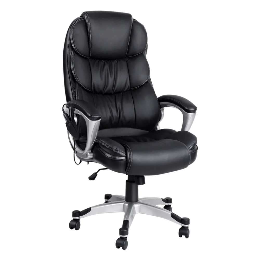 Artiss 8 Point Massage Office Chair Heated Seat PU (Black)