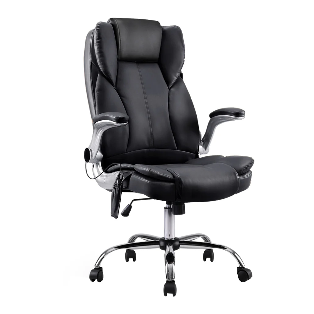 Artiss 8 Point Massage Office Chair PU Leather (Black)