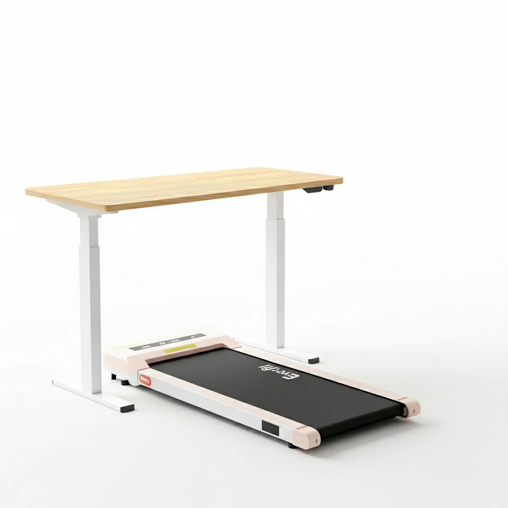 Artiss Electric Walking Pad Treadmill with Height Adjustable 140cm Standing Desk - White Oak