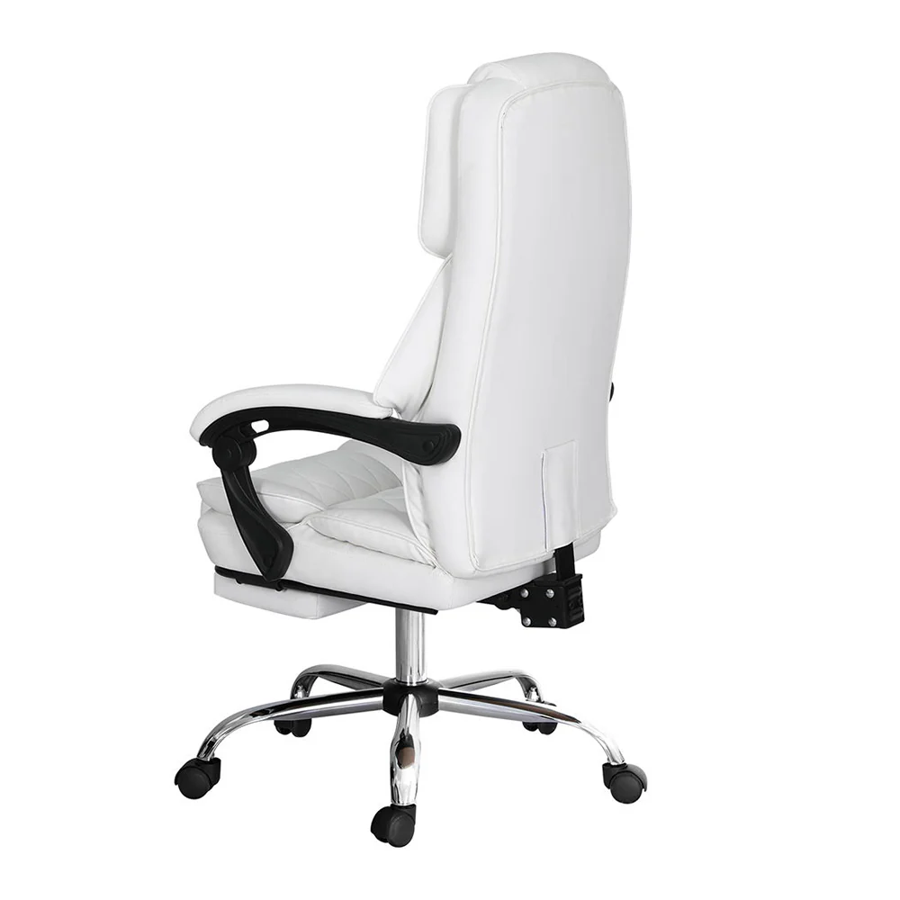 Artiss Executive Office Chair Leather Footrest (White) - Image 3