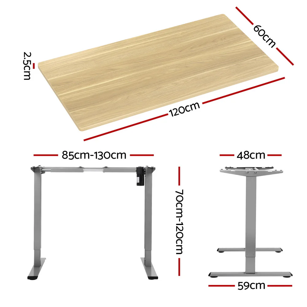 Artiss Standing Desk Motorised 120CM White Oak - Image 4