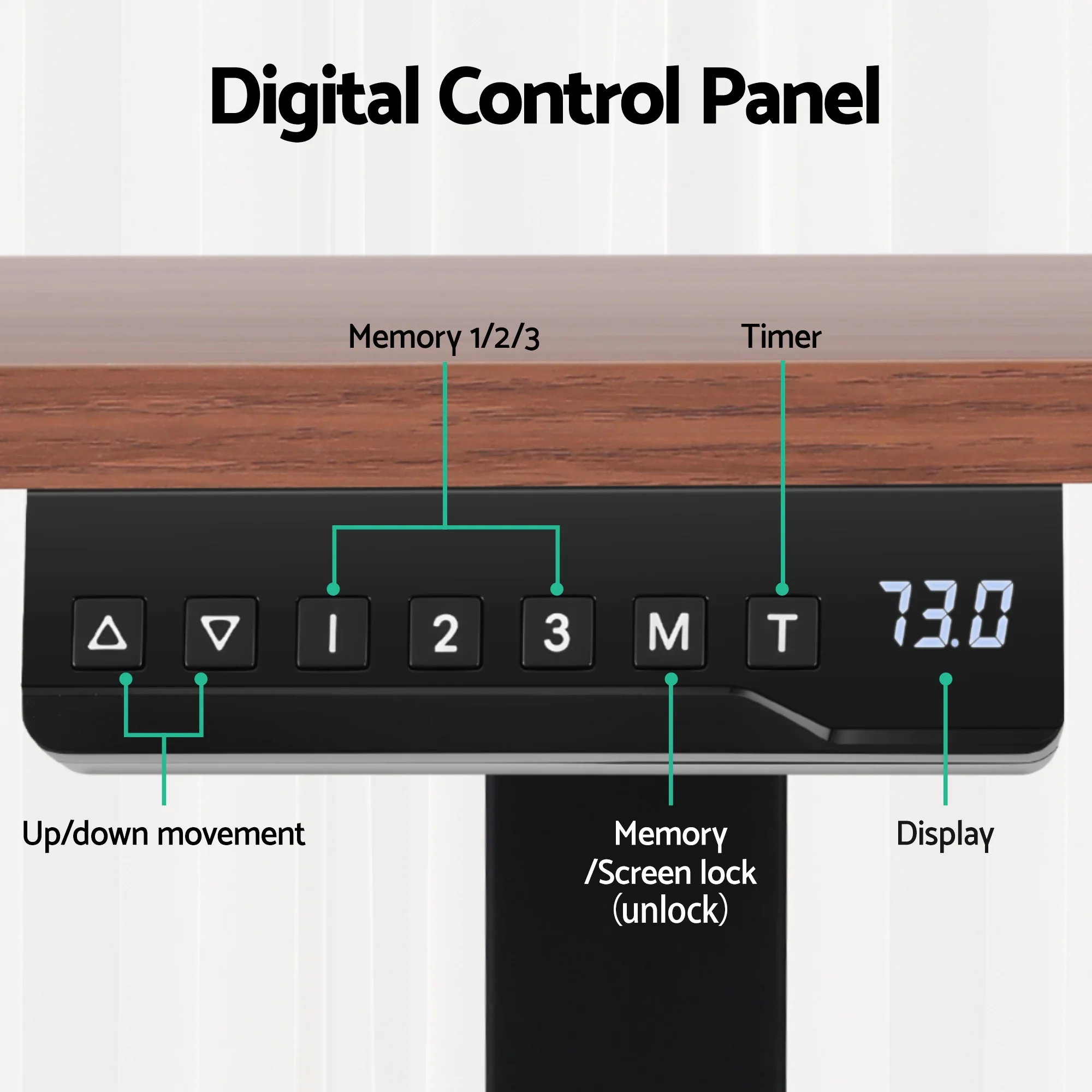 Artiss Standing Desk Motorised Dual Motor Electric Walnut 140CM - Image 6
