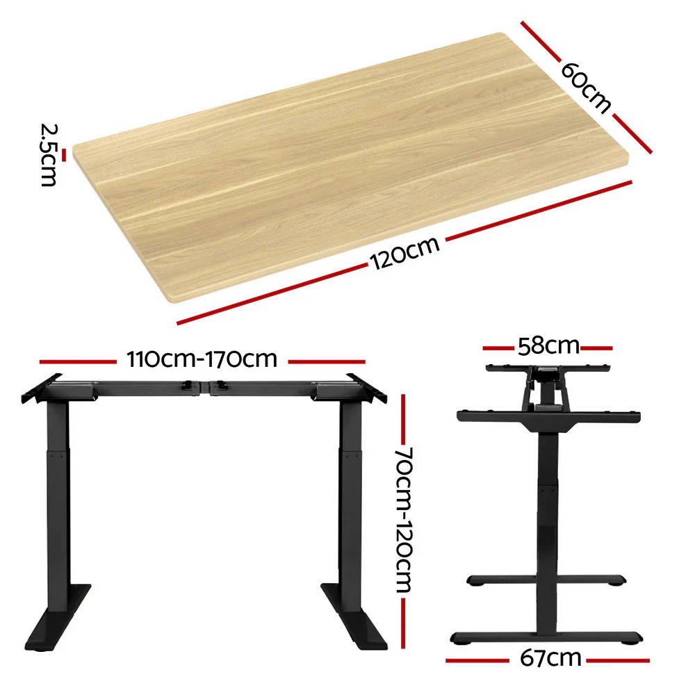 Artiss Standing Desk Motorised Dual Motor Oak 120CM - Image 4