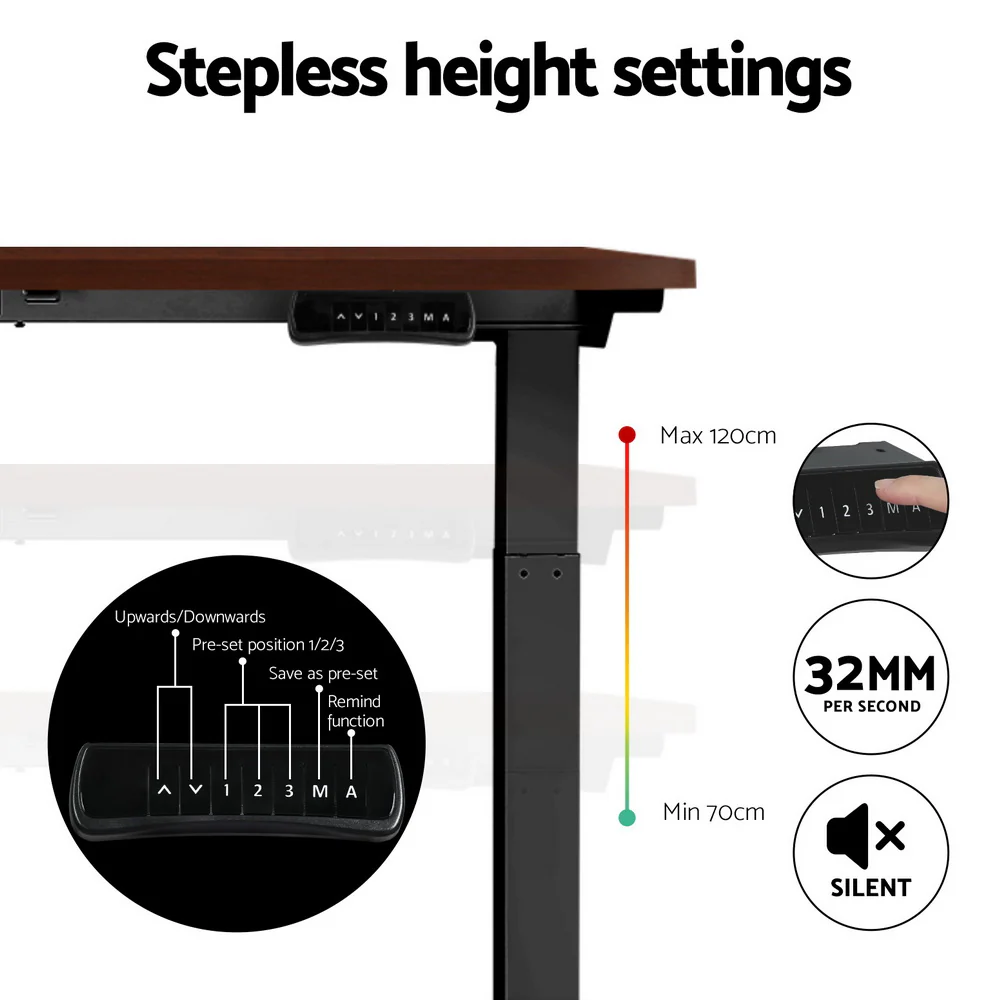 Artiss Standing Desk Motorised Dual Motor Walnut 140CM - Image 7