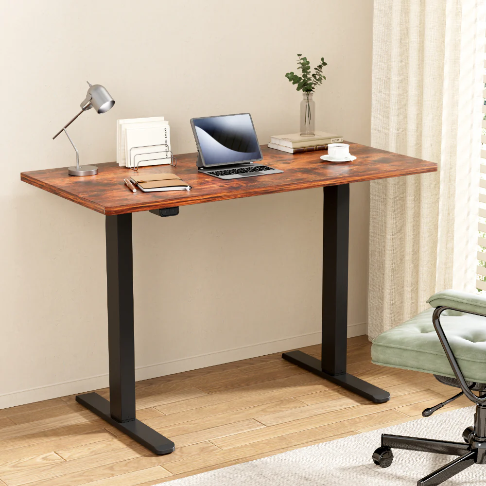 Artiss Standing Desk Motorised Rustic Brown 140CM - Image 2