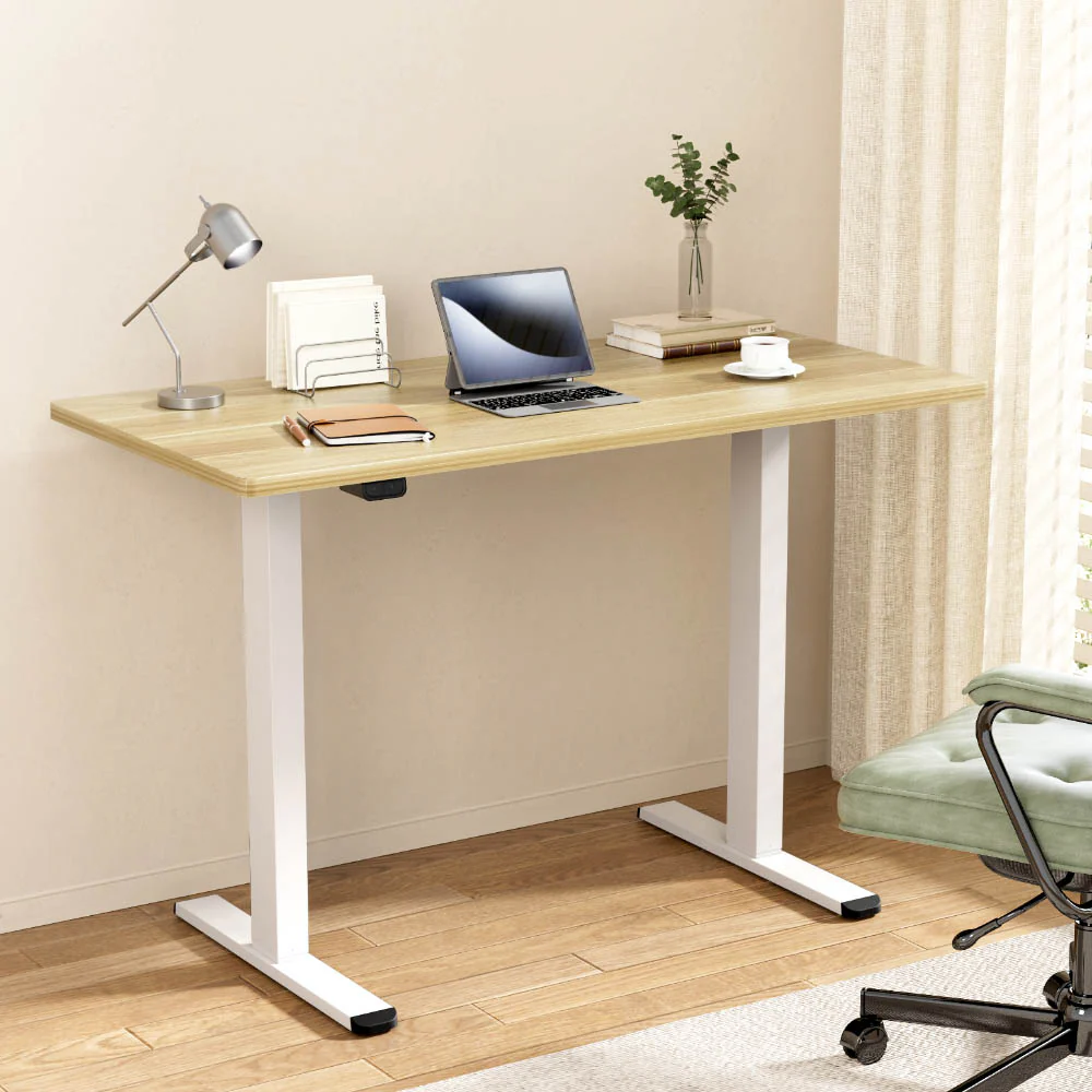 Artiss Standing Desk Motorised Sit Stand Desks White Oak 120CM - Image 2