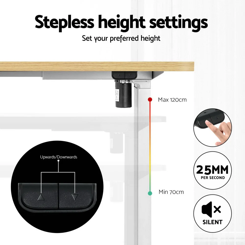 Artiss Standing Desk Motorised Sit Stand Desks White Oak 120CM - Image 7