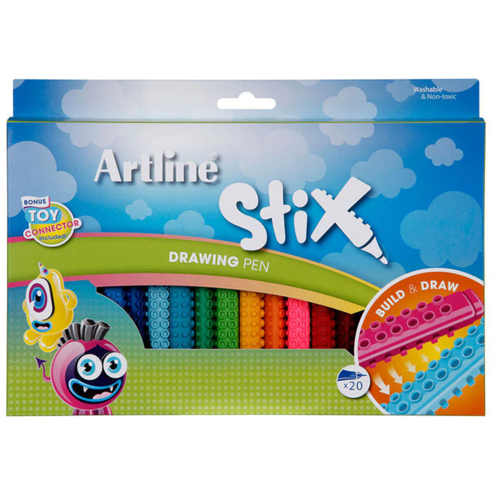 Artline Stix Drawing Pens/Markers for Kids 20pack