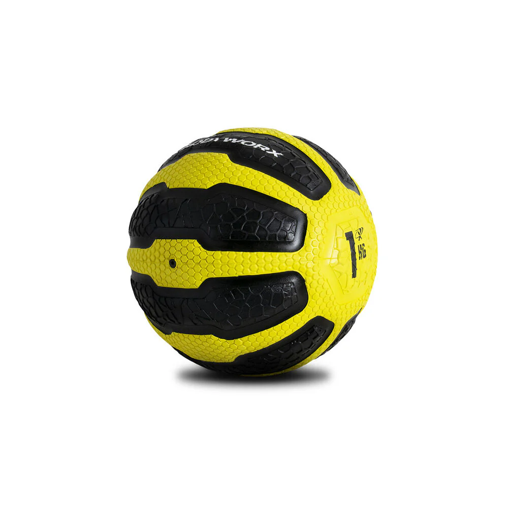 Bodyworx Medicine Ball Home Gym Crossfit Workout Exercise 1kg Black/Yellow - Image 2