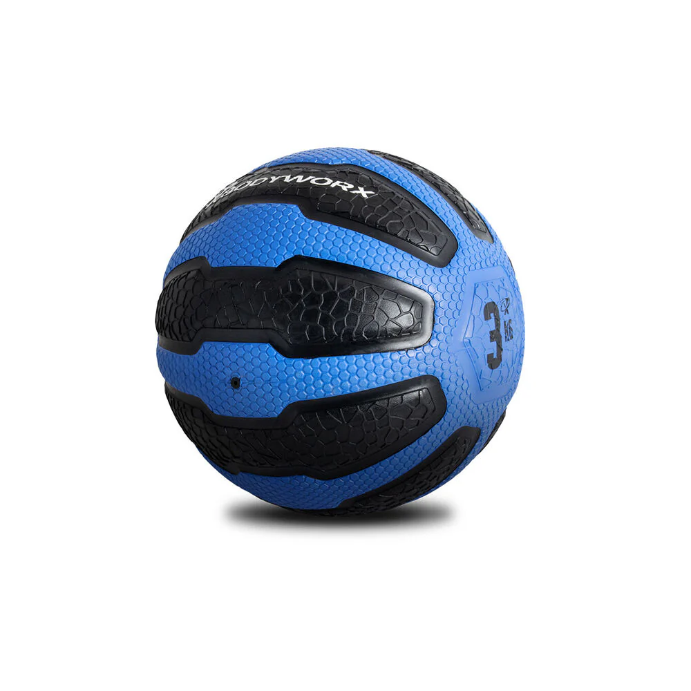 Bodyworx Medicine Ball Home Gym Crossfit Workout Exercise 3kg Black/Blue - Image 2