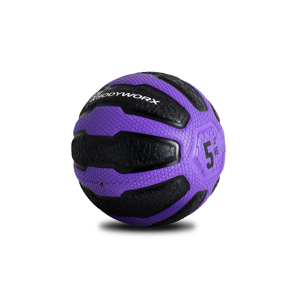 Bodyworx Medicine Ball Home Gym Crossfit Workout Exercise 5kg Black/Purple - Image 2