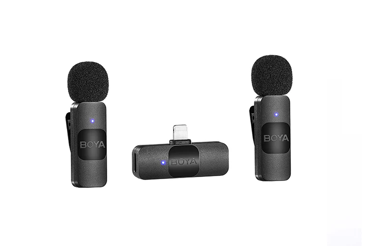 Boya BY-V2 Dual Wireless Lavalier Mic for iPhone iPad