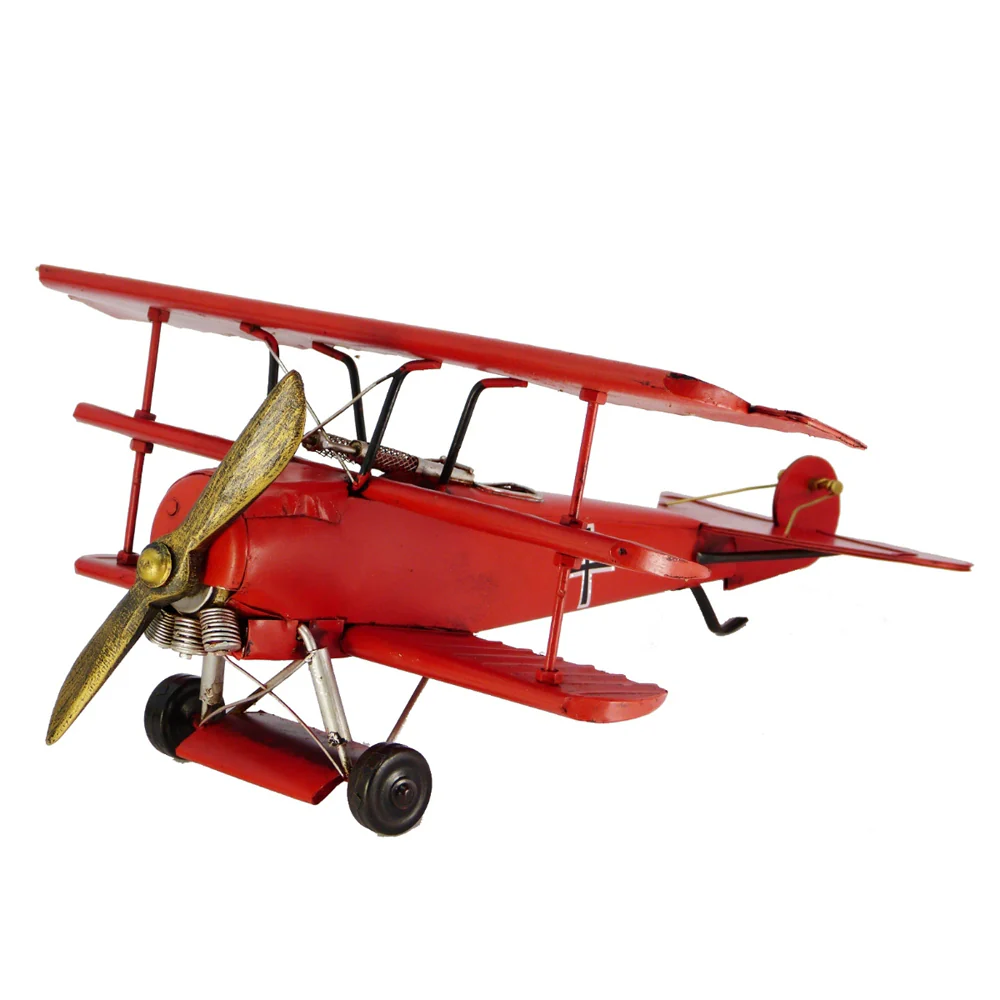 Boyle Metal Ornament Home Decor Collectible Baron Plane 37.5x39x14.5cm (Red)