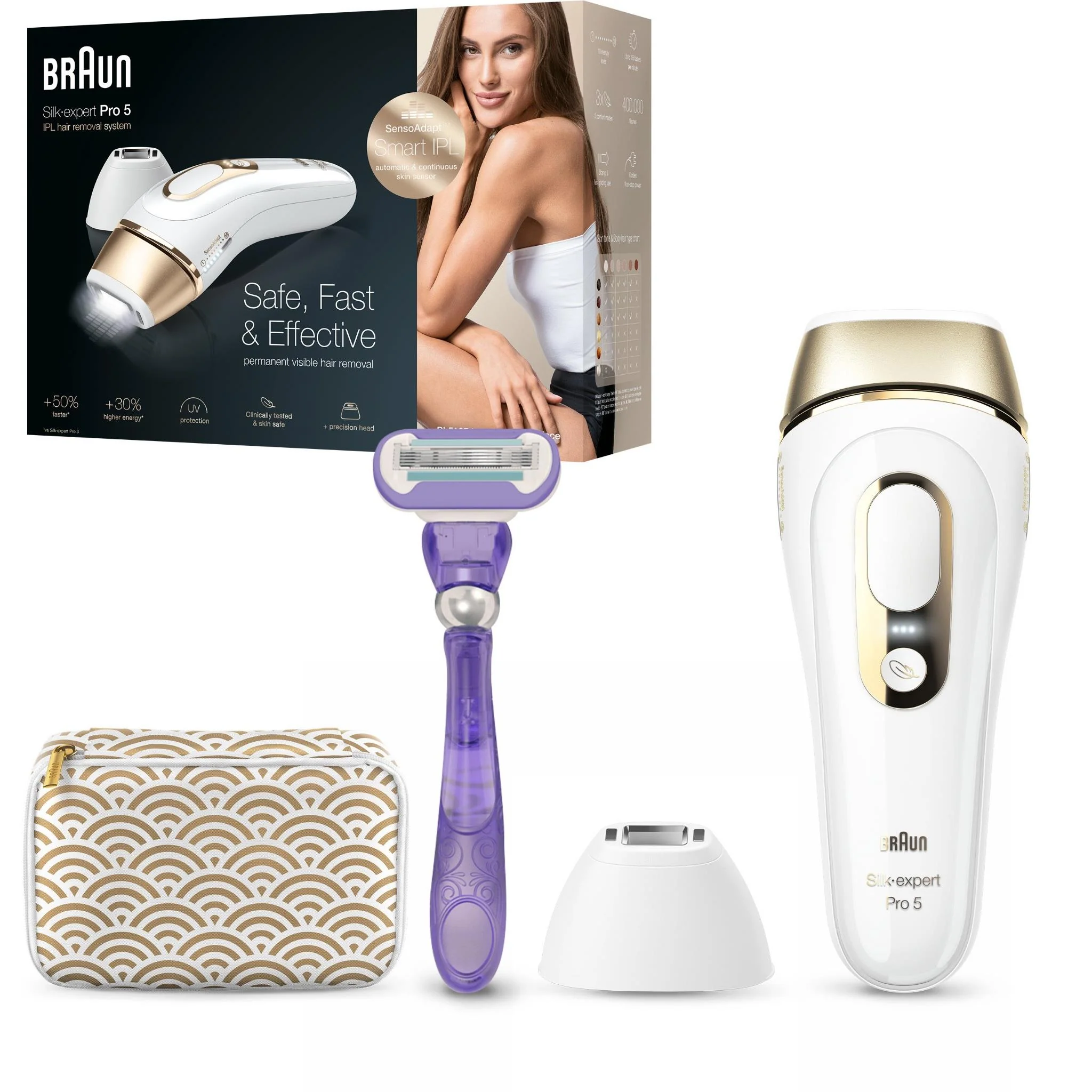 Braun IPL Silk-expert Pro 5 Hair Remover (White/Gold) - Image 3