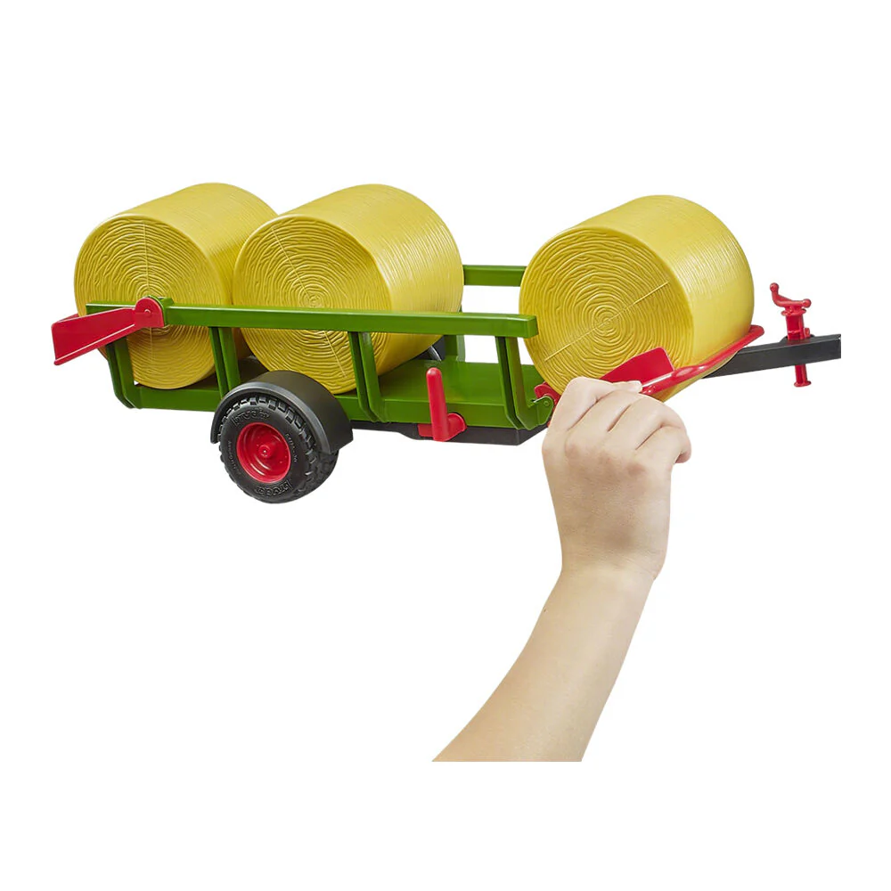 Bruder 1:16 Agriculture Self Loading Bale Trailer With 3 Round Bales Model Toy - Image 3