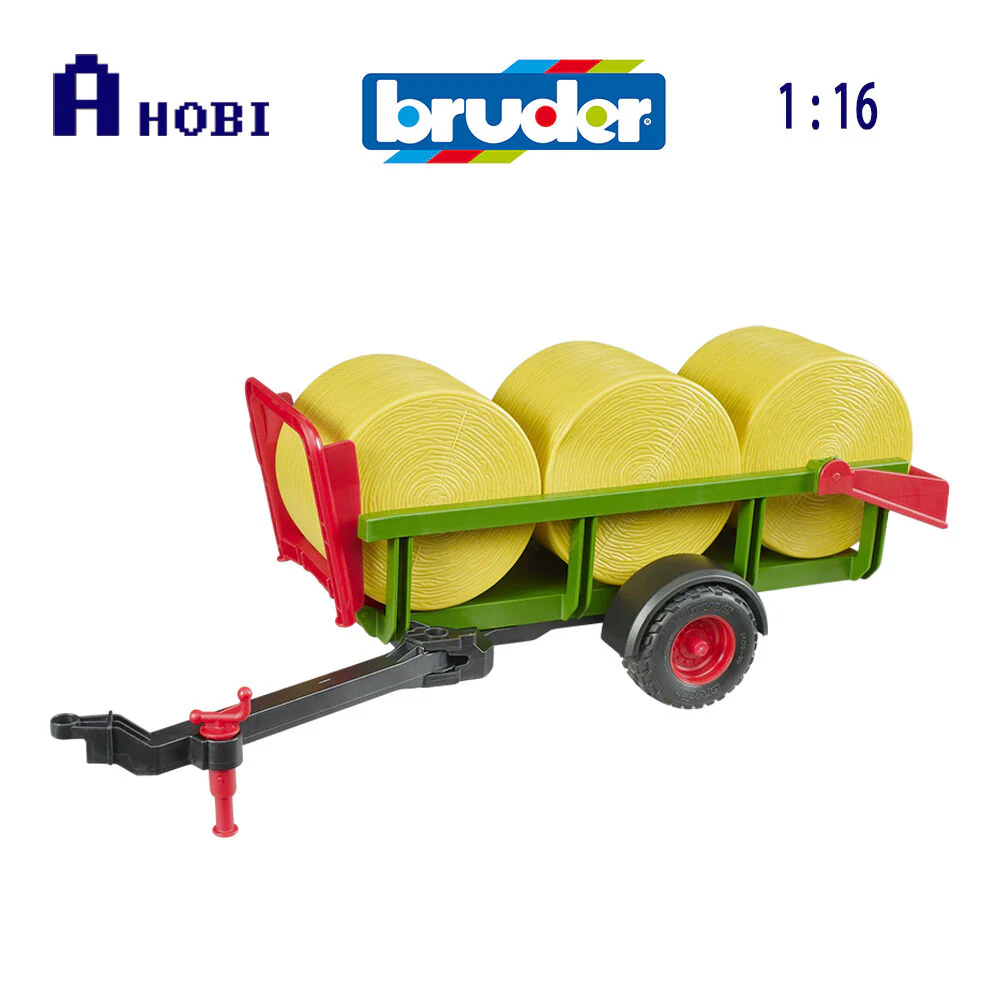 Bruder 1:16 Agriculture Self Loading Bale Trailer With 3 Round Bales Model Toy - Image 6