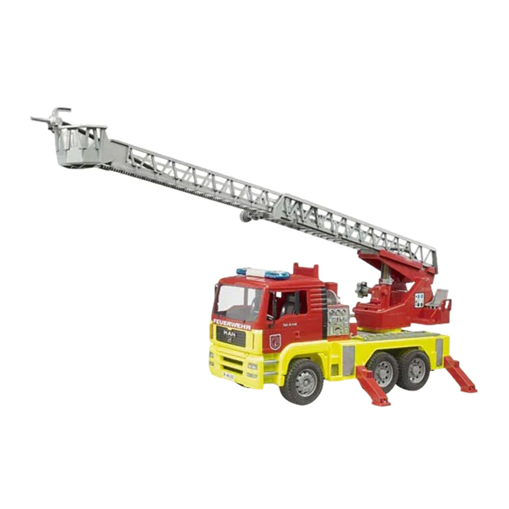 Bruder 1:16 MAN TGA Fire Engine With Yellow Skirt Light Sound Module Red Helmet - Image 3