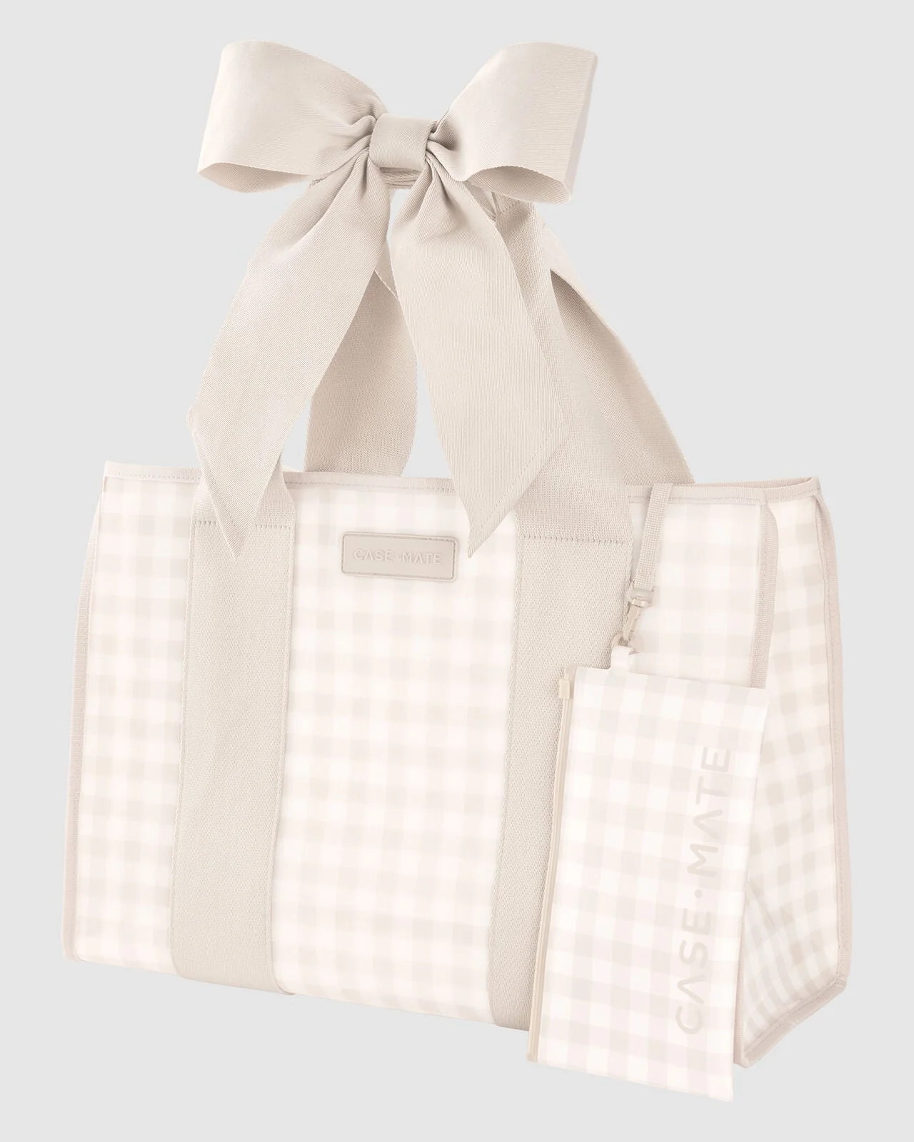 Case-Mate Latte Gingham Bow Tote with Phone Pouch - Image 3
