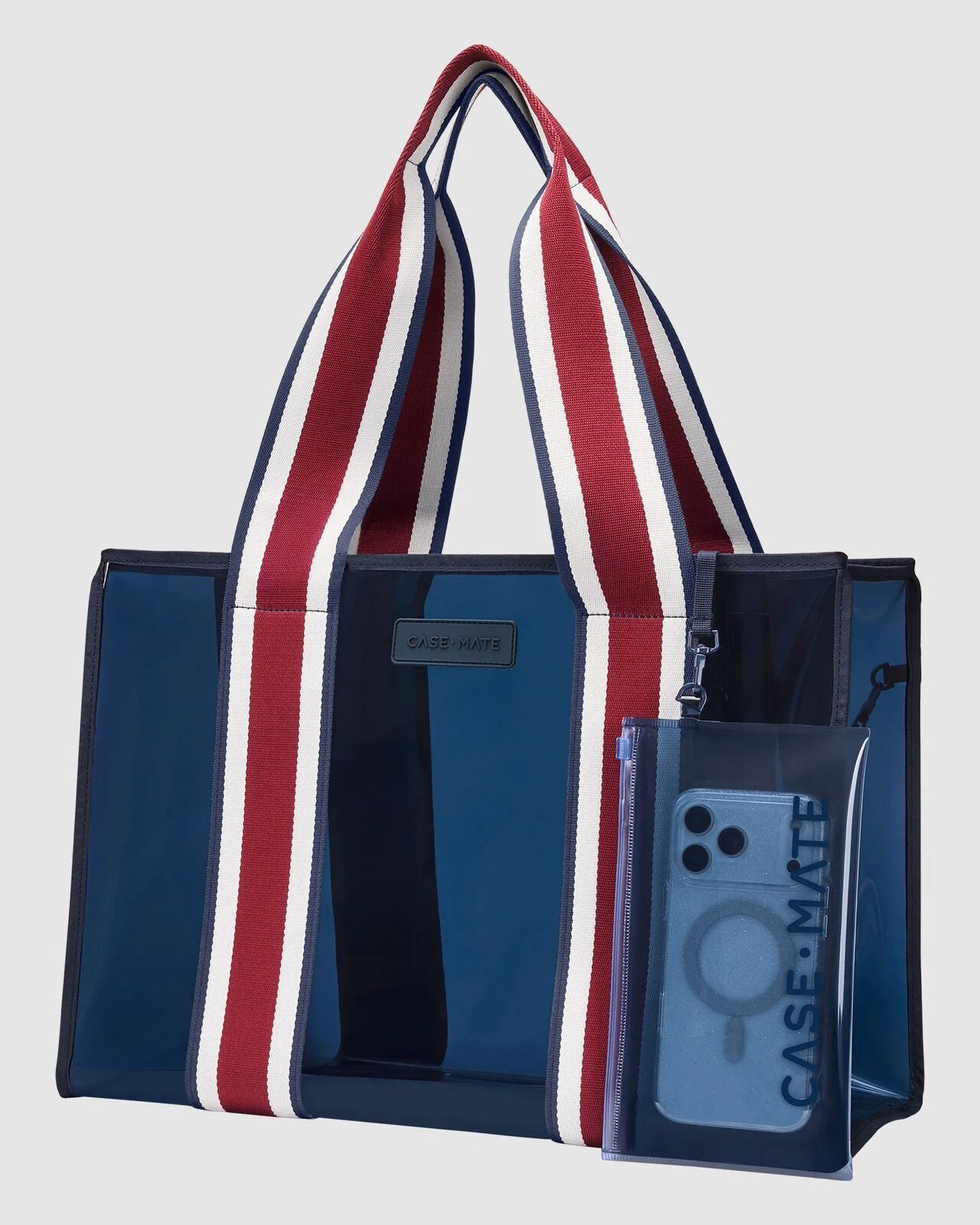 Case-Mate Navy Rugby Stripe Tote with Phone Pouch - Image 2