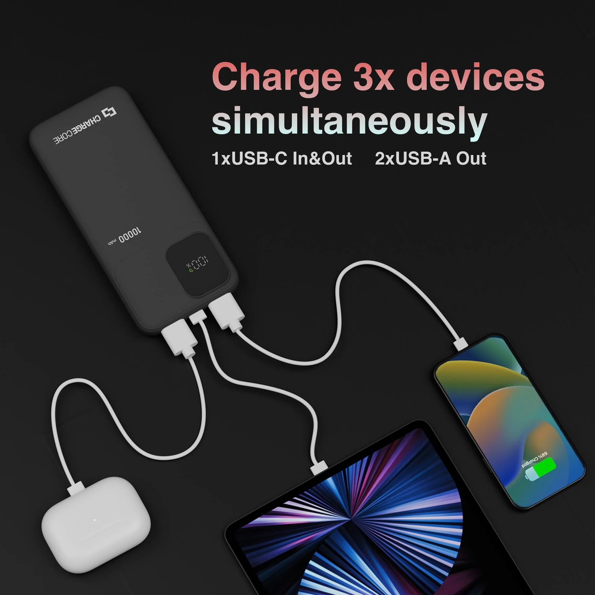 ChargeCore LiFePO4 Power Bank – 10000mAh 20W Fast Charge (Black) - Image 3