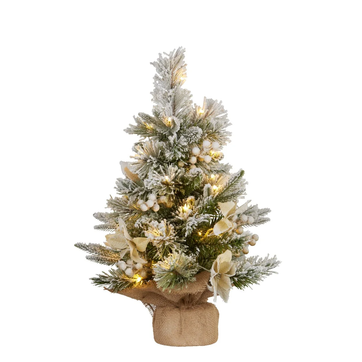 Christabelle 2ft Christmas Tree with Lights - Potted Frosted Colonial