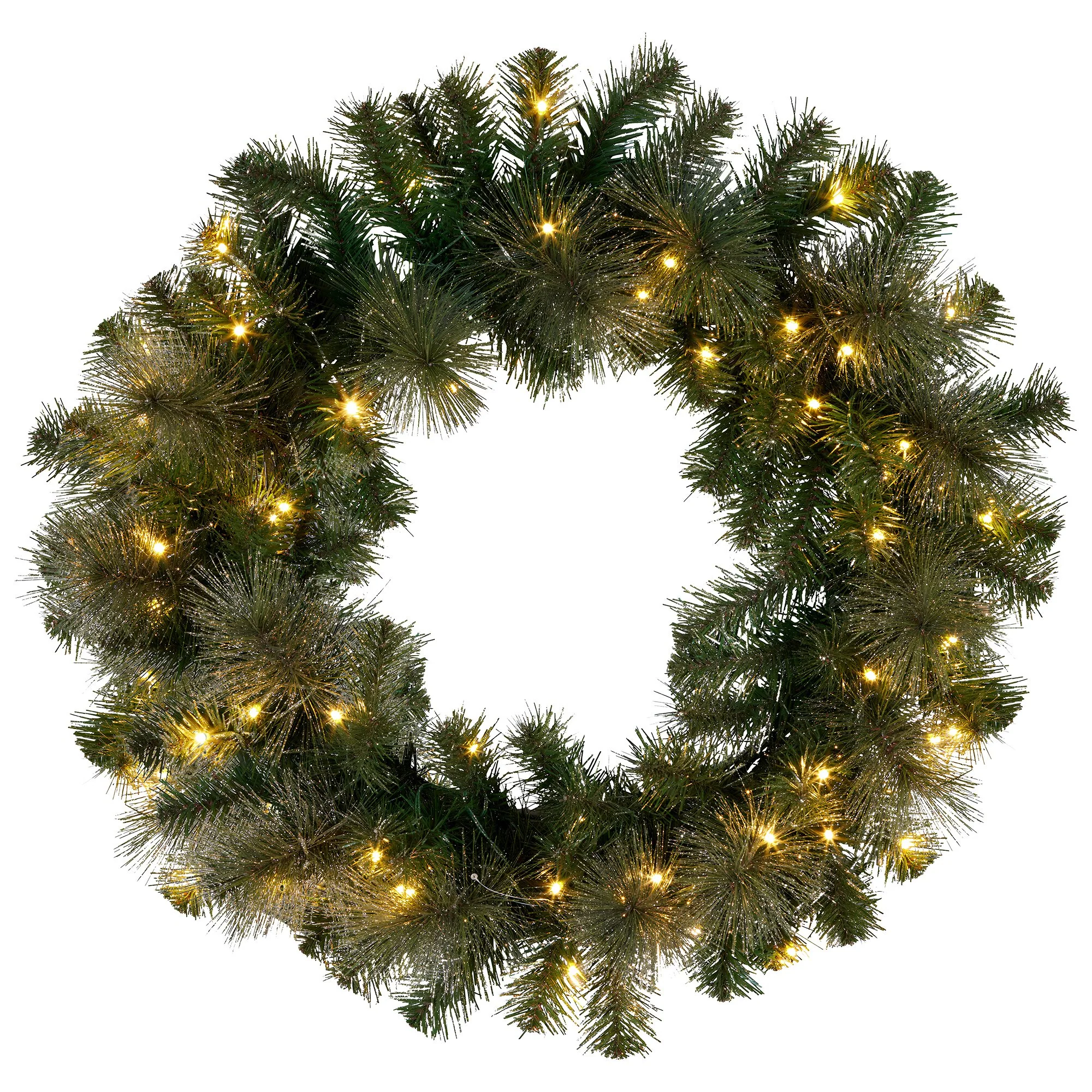 Christabelle 61cm Christmas Wreath LED Lights Glittery Gold Pine Front Door Decoration Ornament - Image 3