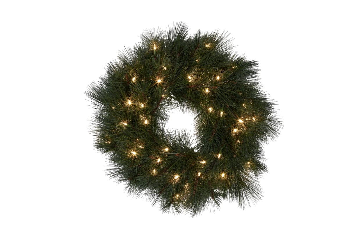 Christabelle 61cm Long Needle Christmas Wreath with LED Lights
