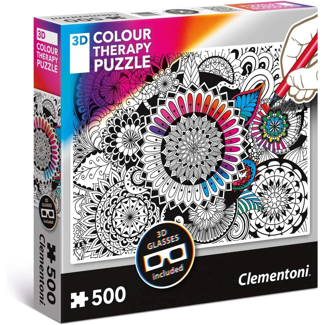Clementoni Flowers 3D Colour Therapy Puzzle (500pc)