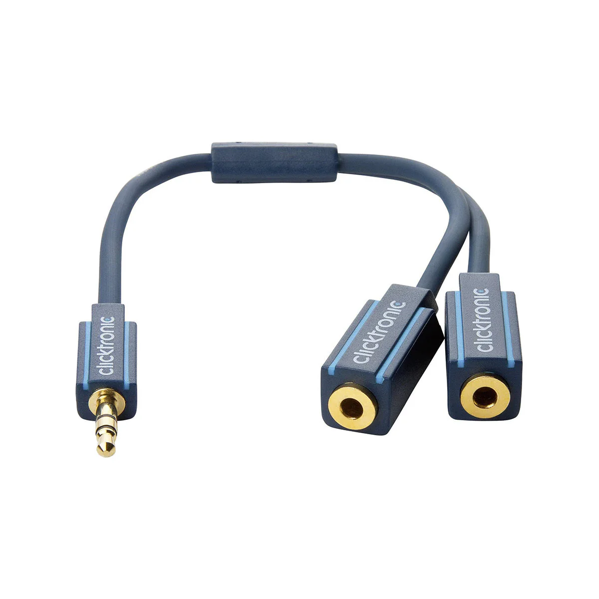 Clicktronic 3.5 Dual AUX Cable 0.1m (Black) - Image 2