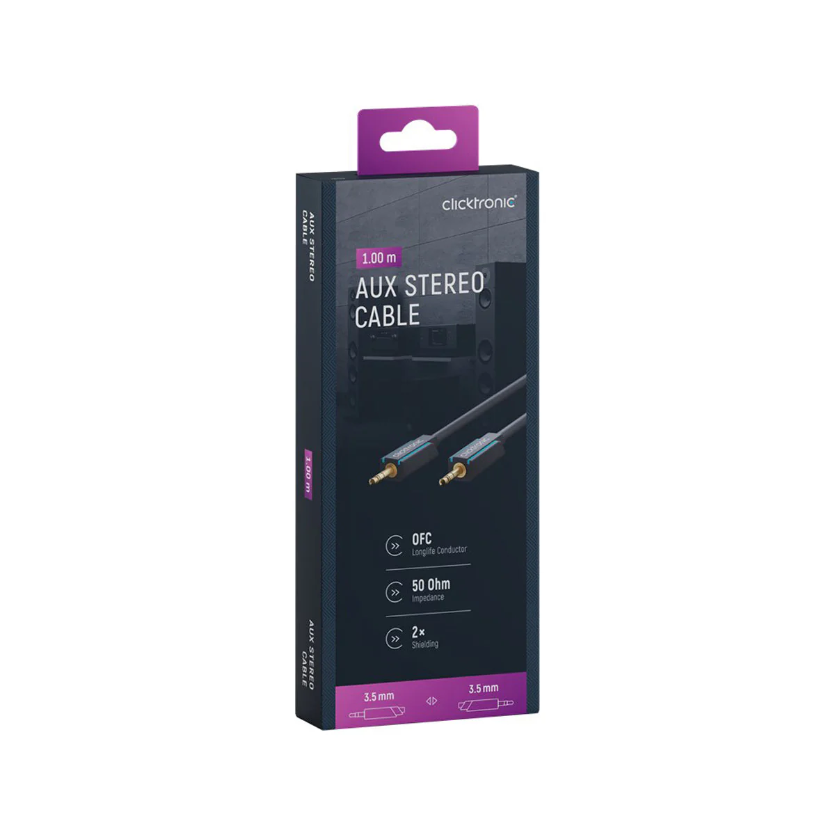 Clicktronic 3.5mm AUX Cable 1m (Black) - Image 5